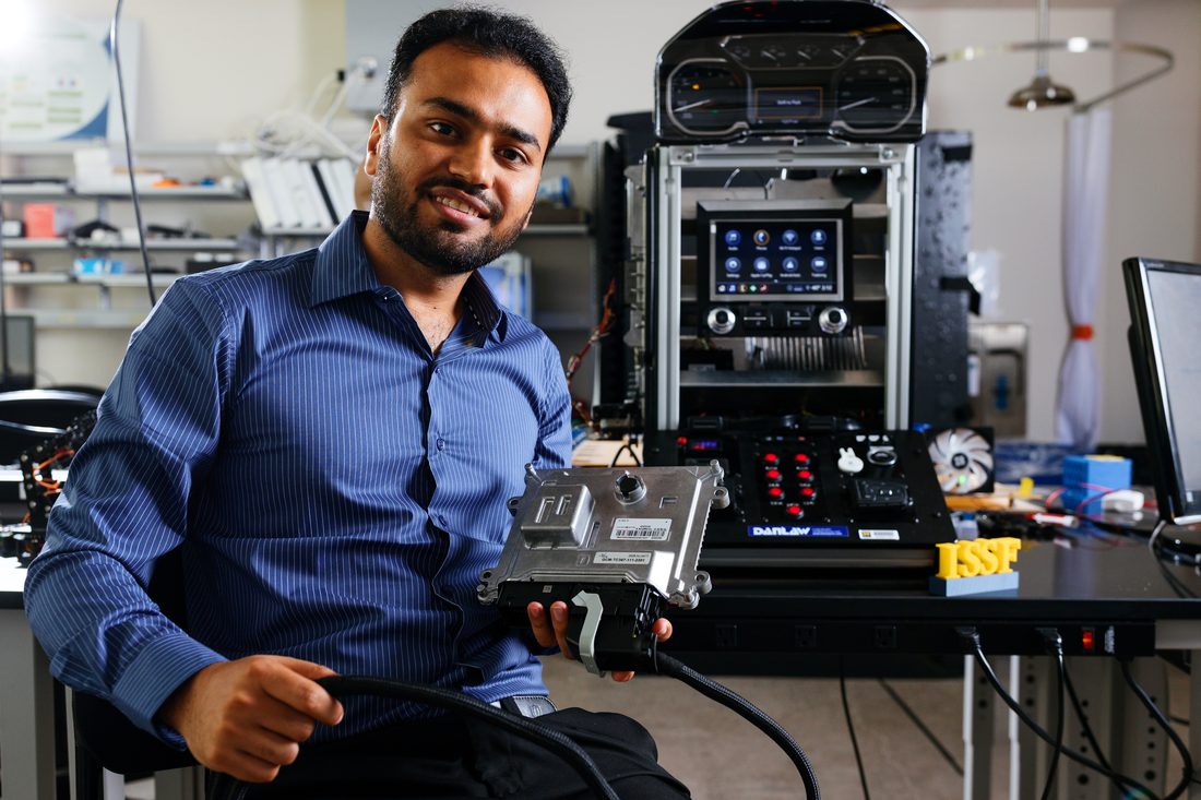 Holding a production automotive ECU at the ISSF laboratory test bench